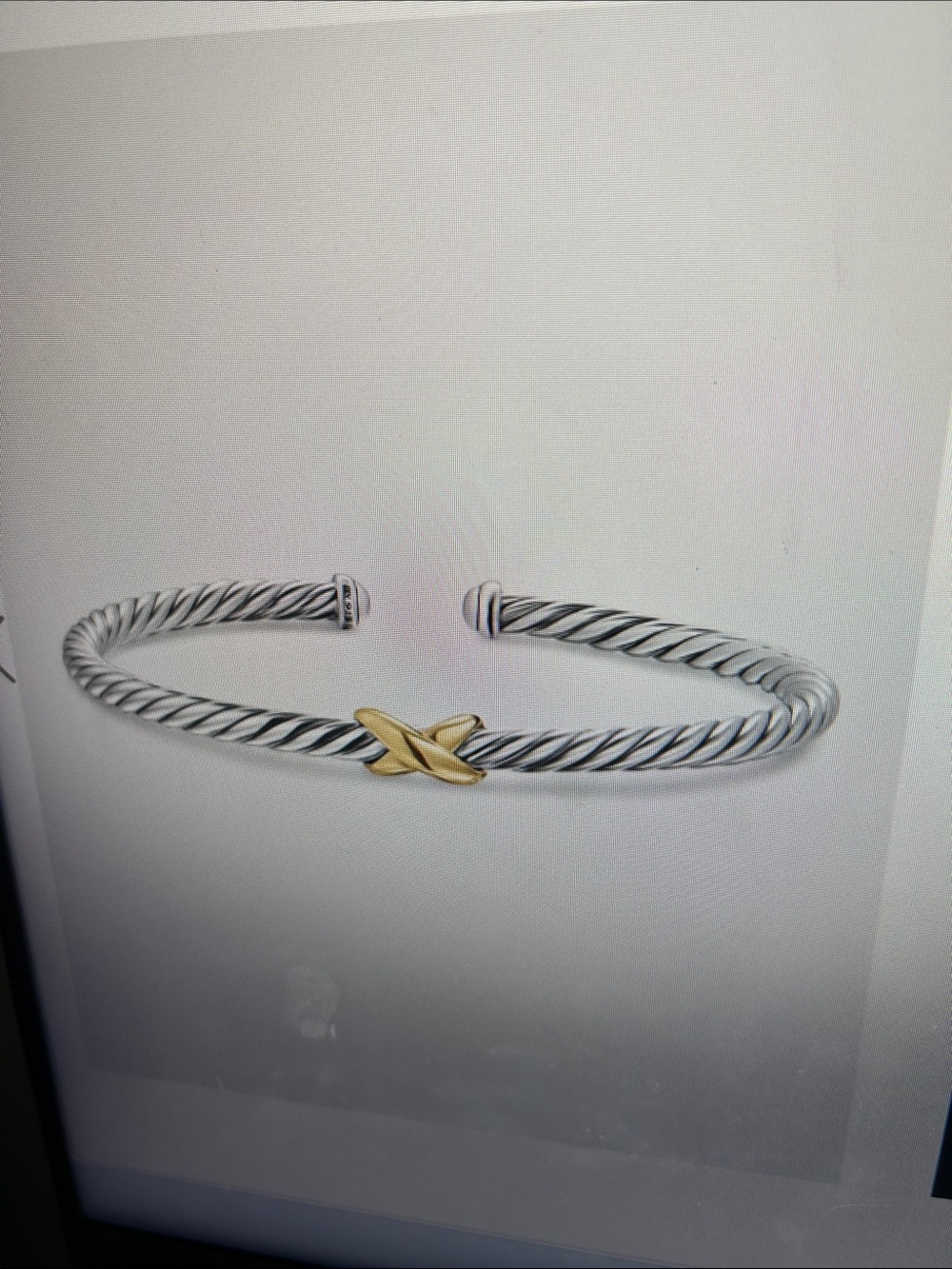 David Yurman Cable Flex Center Station X Bracelet in Silver and 14K Gold, 4mm